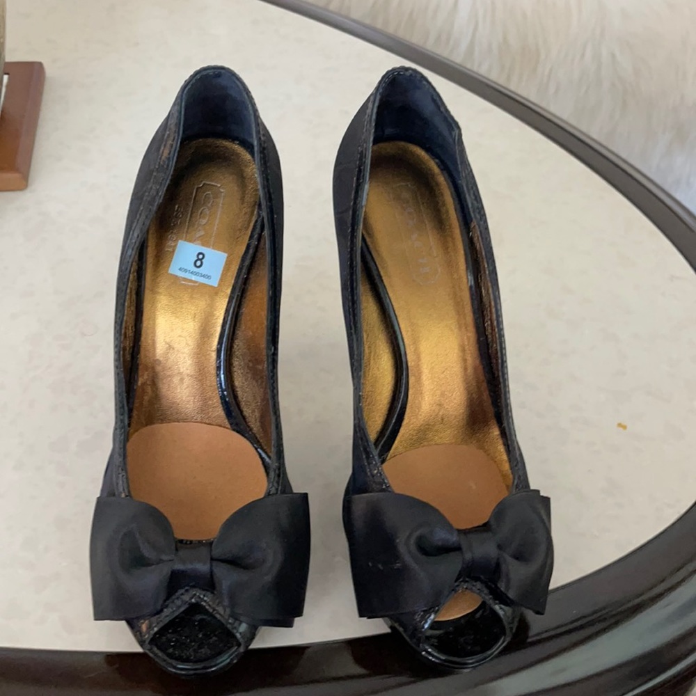 Vintage Coach Bow Tie Peep Toe Heels